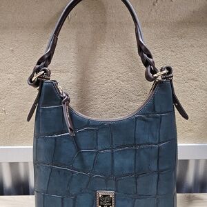 Dooney & Boitke Navy/Teal Croc-Embossed Shoulder Bag